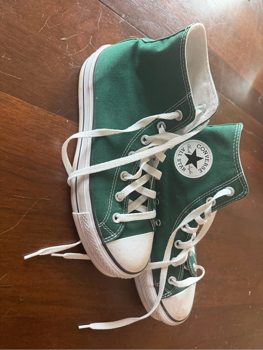 Converse Green High Top Canvas Sneakers with White Accents - Picture 3 of 12